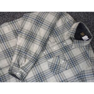 Saddle King Shirt Mens 2XL Gray Blue Pearl Snap Western Insulated Chore Barn VTG